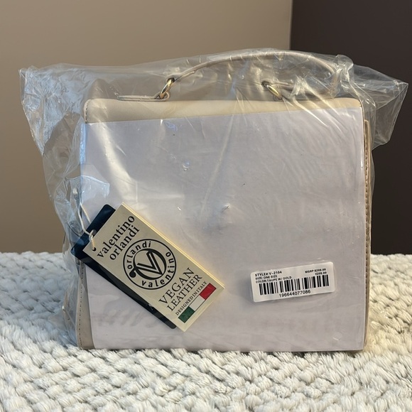 Valentino Orlandi Cream Vegan Leather Cream  Satchel with wallet - Picture 6 of 8